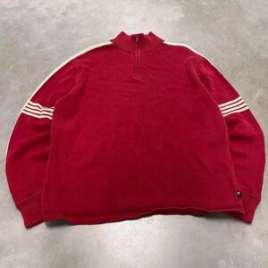 Vintage 90s y2k red quarter zip sweater top oversized baggy skater